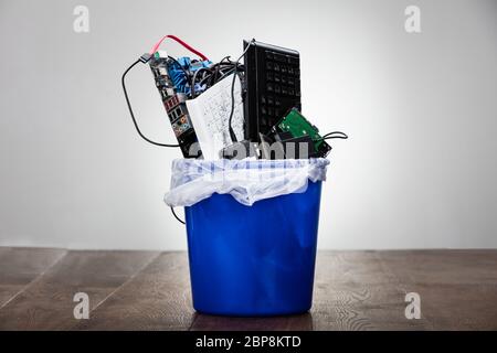 Close-up Of Damaged Hardware Equipment In Dustbin Stock Photo