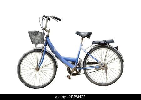 Old retro style bicycle isolated on white background Stock Photo