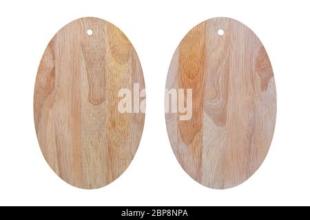Two wood cutting board isolated on white background, Object with clipping path. Stock Photo