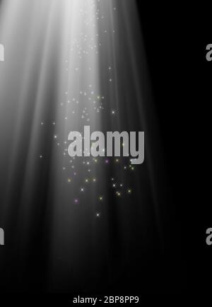 abstract background image of blurry lights and light beam manipulations over black background Stock Photo