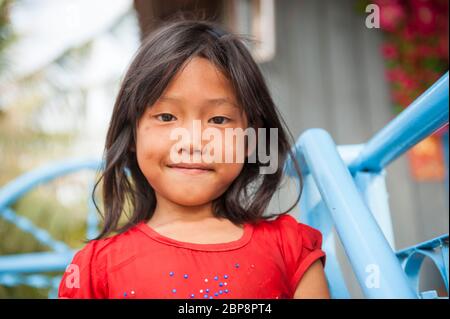 Young Cambodian girl. Silk Island, Phnom Penh, Cambodia, Southeast Asia Stock Photo