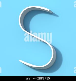 Line font with shadow Letter S 3D rendering illustration on blue background Stock Photo