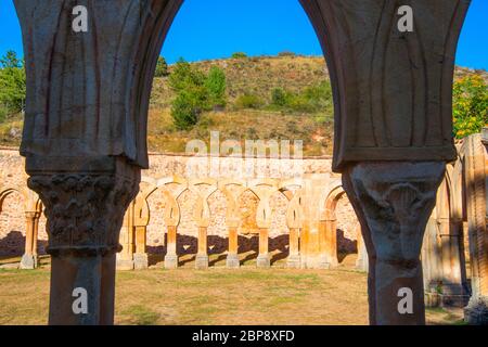 Arches of the cloister. San Juan de Duero monastery, Soria, Spain. Stock Photo