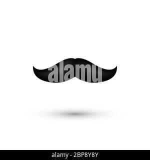 Black Mustache. Father Day Symbol - Moustache. Man whisker isolated on white. Vector Stock Vector