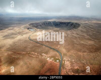 High angle aerial of Meteor Crater Stock Photo
