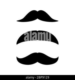 Set of Mustaches. Black silhouette of moustaches. Vector illustration isolated on white Stock Vector