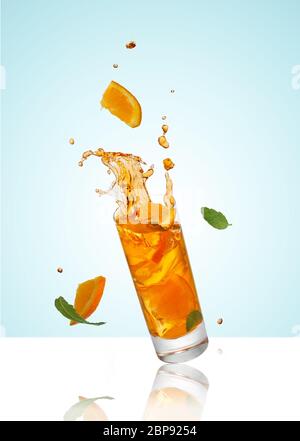 Fresh natural fruit  cocktails with straw on white background. Stock Photo