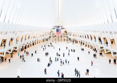 Oculus Santiago Calatrava The Oculus WTC Transportation Hub Interior New York City Stock Photo