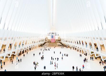 Oculus Santiago Calatrava The Oculus WTC Transportation Hub Interior New York City Stock Photo