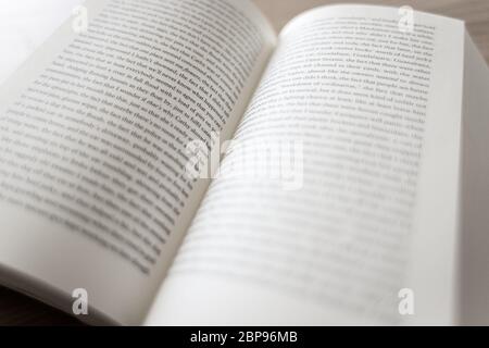 close up of an open book Stock Photo