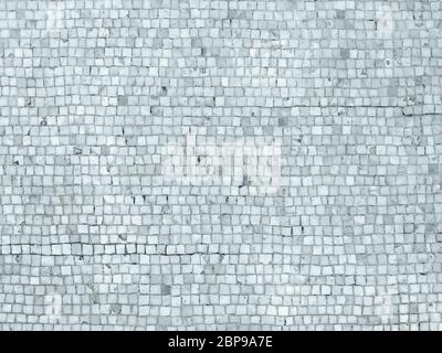Blue-gray square mosaic tiles texture, natural background. Stock Photo