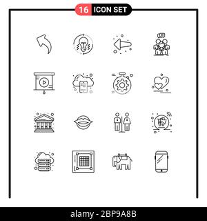 Universal Icon Symbols Group of 16 Modern Outlines of analytics, people, refresh, meeting, group Editable Vector Design Elements Stock Vector