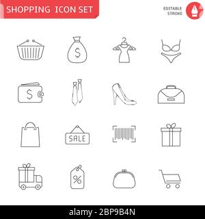 Shopping thin line icon set Stock Vector