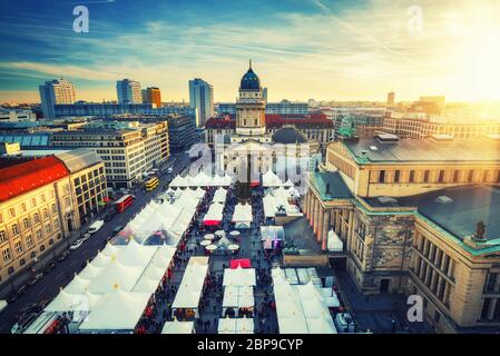 Christmas market, Deutscher Dom and konzerthaus in Berlin, Germany Stock Photo