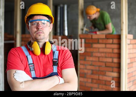 Serious craftsman control process Stock Photo