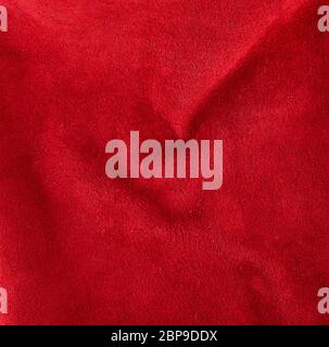 bright red suede from cowhide, full frame, close up Stock Photo