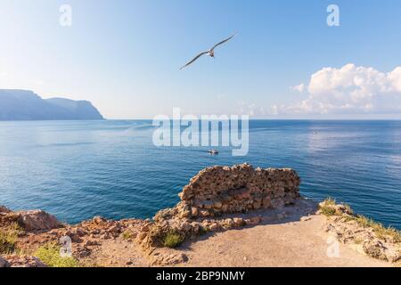 Balaklava Bay in Crimea, sea view from the cape Stock Photo