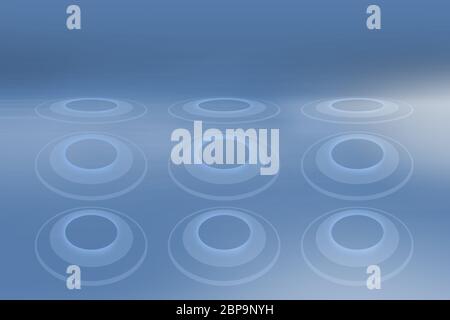 Empty studio space, with multiple expanding circles on ground Stock Photo
