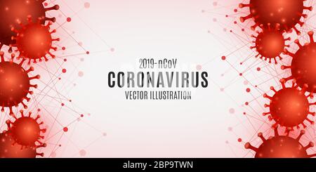 Coronavirus infection background. Covid 19. Banner for medical design. Pathogenic organism. Vector illustration. EPS 10. Stock Vector