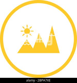 Beautiful Sunshine on Mountains Glyph Vector Icon Stock Vector
