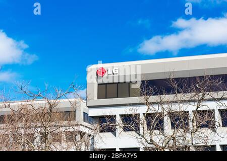 LG headquarters campus exterior in Silicon Valley. LG Electronics Inc. is a South Korean multinational electronics company - San Jose, California, USA Stock Photo
