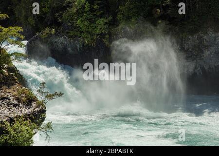 The waterfalls and rapids of Petrohue, in the Vicente Perez Rosales National Park of Los Lagos Region, near Puerto Varas, Chile Stock Photo