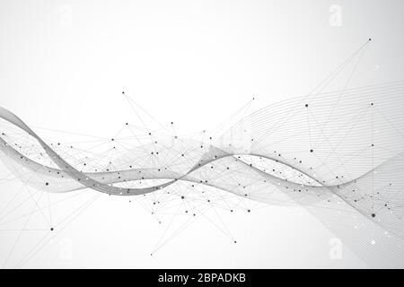 Geometric abstract background with connected line and dots. Network and connection background for your presentation. Graphic polygonal background