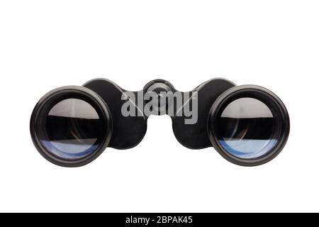 binoculars front view isolated on white. Stock Photo