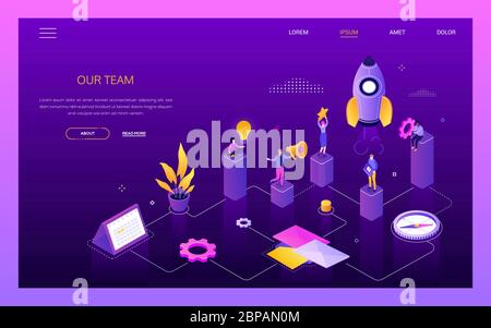 Our team - colorful isometric vector web banner Stock Vector