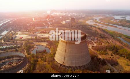 Chernobyl nuclear power plant, Ukrine. Aerial view Stock Photo - Alamy