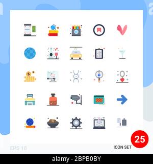 25 User Interface Flat Color Pack of modern Signs and Symbols of user, plus, globe, interface, drawing Editable Vector Design Elements Stock Vector
