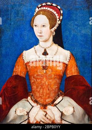 Mary I. Portrait of Queen Mary I of England by Master John, c.1554 Stock Photo