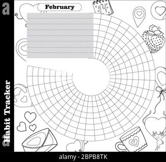 Habit tracker is empty. Bullet magazine template. Monthly planner. Vector illustration. Organizer for printing, diary, planner for important purposes Stock Vector