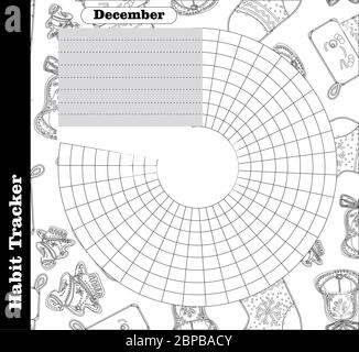 Habit tracker is empty. Bullet magazine template. Monthly planner. Vector illustration. Organizer for printing, diary, planner for important purposes Stock Vector
