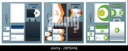 differents stationary templates in gray background Stock Vector