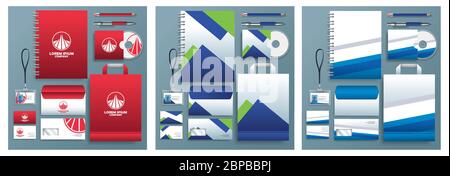 differents stationary templates in gray background Stock Vector