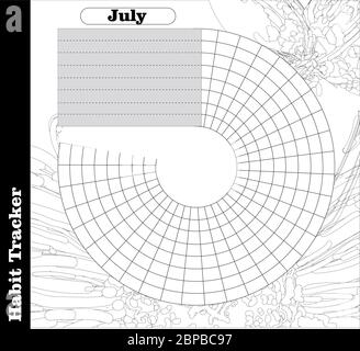 Habit tracker is empty. Bullet magazine template. Monthly planner. Vector illustration. Organizer for printing, diary, planner for important purposes Stock Vector