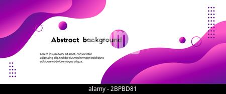 Liquid abstract vector background. Violet wavy fluid long banner template for social media Stock Vector