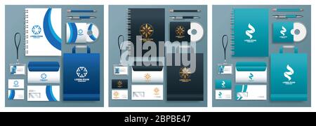differents stationary templates in gray background Stock Vector