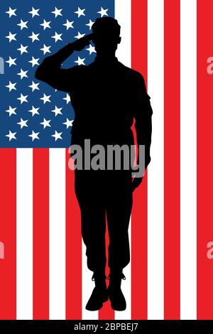 Saluting Soldier Veterans Day American Flag Stock Vector Image & Art ...