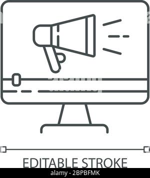 TV commercial pixel perfect linear icon Stock Vector
