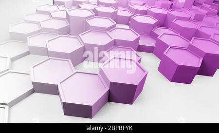 Abstract multicolored background, hexagons or honeycombs, 3D rendering with color gradient, hexagonal wallpaper, geometric illustration design in 4K Stock Photo