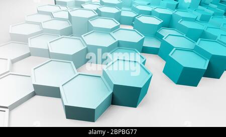 Abstract multicolored background, hexagons or honeycombs, 3D rendering with color gradient, hexagonal wallpaper, geometric illustration design in 4K Stock Photo