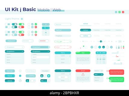 Control panel UI elements kit Stock Vector