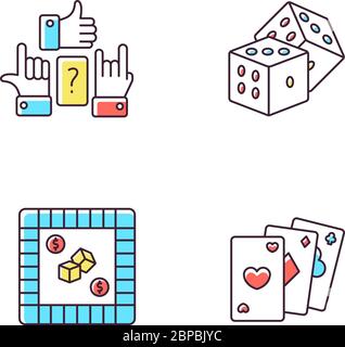 Amusing games RGB color icons set Stock Vector