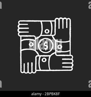 Community foundation chalk white icon on black background Stock Vector