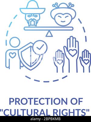 Protection of cultural rights blue gradient concept icon Stock Vector