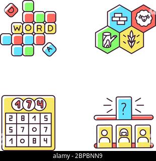 Recreational games RGB color icons set Stock Vector