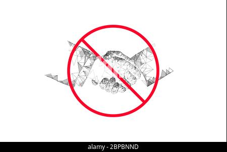 Stop coronavirus handshake 3D low poly render. Prevention infection keep distance medicine vector illustration Stock Vector