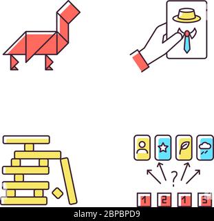 Tabletop games RGB color icons set Stock Vector